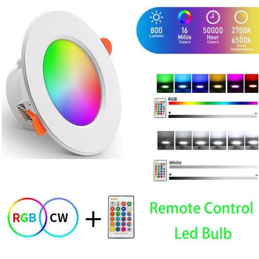10W 85-265V RGB+White Light Ceiling Lamp Round Recessed Dimmable Ceiling Light With Remote Controller - Novelty Lighting by buy2fix | Online Shopping UK | buy2fix