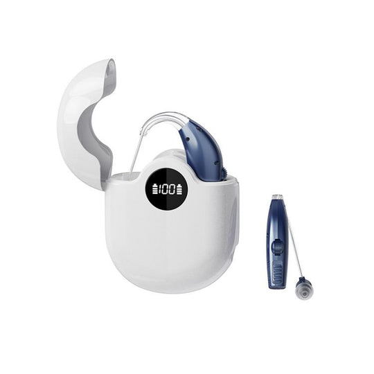 Noise-Cancelling Hearing Aid For Seniors With Digital Display And Charging Box(Blue)