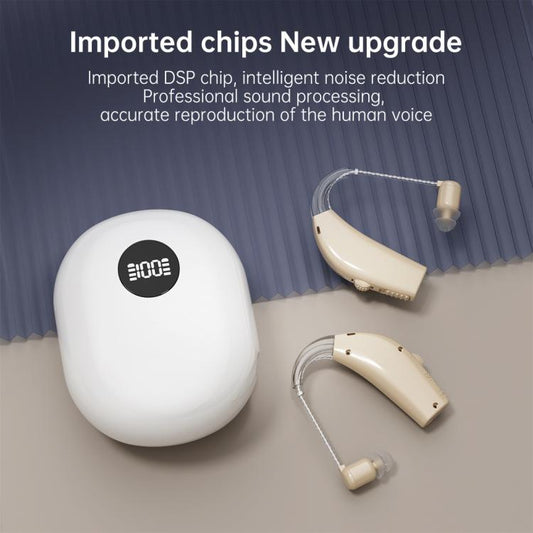 Noise-Cancelling Hearing Aid For Seniors With Digital Display And Charging Box(Blue) - Hearing Aids by buy2fix | Online Shopping UK | buy2fix