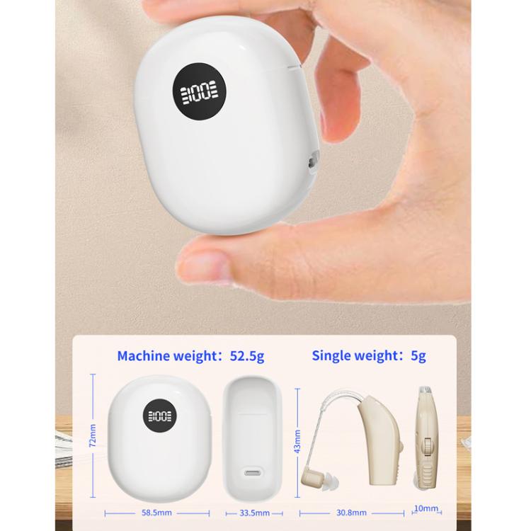 Noise-Cancelling Hearing Aid For Seniors With Digital Display And Charging Box(Blue) - Hearing Aids by buy2fix | Online Shopping UK | buy2fix