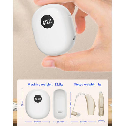 Noise-Cancelling Hearing Aid For Seniors With Digital Display And Charging Box(Blue) - Hearing Aids by buy2fix | Online Shopping UK | buy2fix