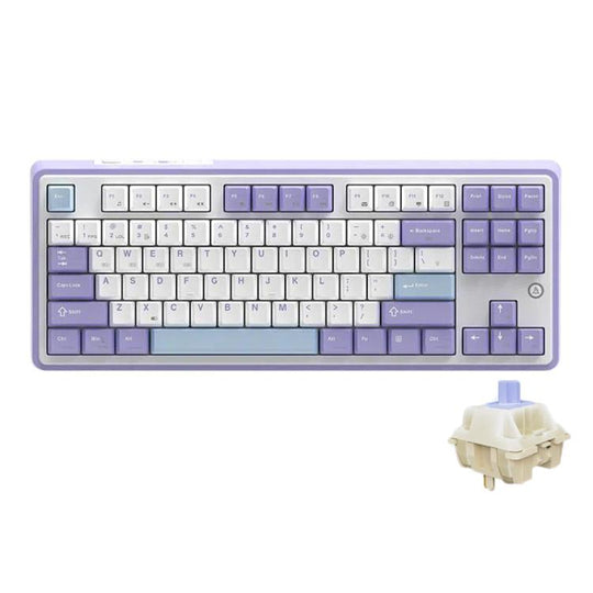 Ajazz AK870 Wireless Bluetooth Tri-mode Mechanical Keyboard RGB DIY Custom Hot Swap Gaming Keyboard, Style: Gift Axis Purple
