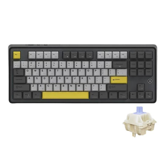Ajazz AK870 Wireless Bluetooth Tri-mode Mechanical Keyboard RGB DIY Custom Hot Swap Gaming Keyboard, Style: Gift Axis Black