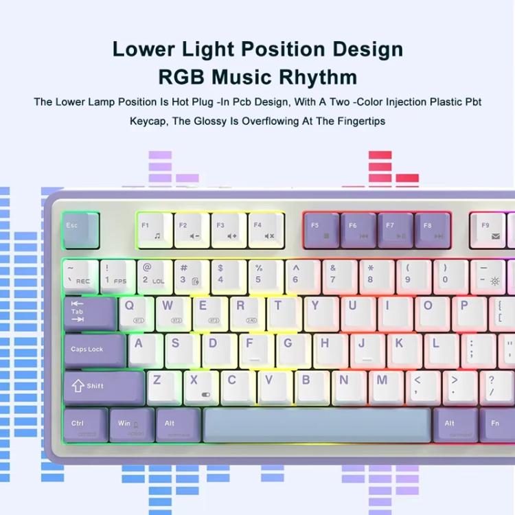 Ajazz AK870 Wireless Bluetooth Tri-mode Mechanical Keyboard RGB DIY Custom Hot Swap Gaming Keyboard, Style: Gift Axis Purple - Wireless Keyboard by Ajazz | Online Shopping UK | buy2fix