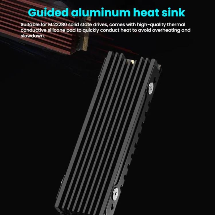 FinalCool M.2 2280 NVME SSD Radiator Aluminum Heat Sink for Desktop PC PS5(Red) - Hard Drive Bags & Cases by FinalCool | Online Shopping UK | buy2fix