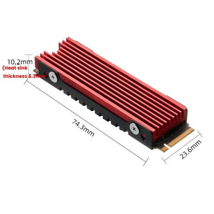 FinalCool M.2 2280 NVME SSD Radiator Aluminum Heat Sink for Desktop PC PS5(Red) - Hard Drive Bags & Cases by FinalCool | Online Shopping UK | buy2fix