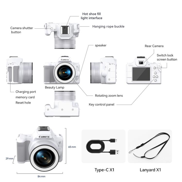 48 Million Pixel 2K Ultra HD Mini Digital Portable Camera, Color: Black+Fill Light - Video Cameras by buy2fix | Online Shopping UK | buy2fix