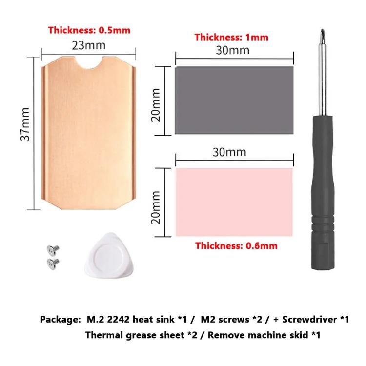 FinalCool M.2 2242 Pure Copper SSD Heat Sink for Game Consoles / Laptops / Mini Hosts - Hard Drive Bags & Cases by FinalCool | Online Shopping UK | buy2fix