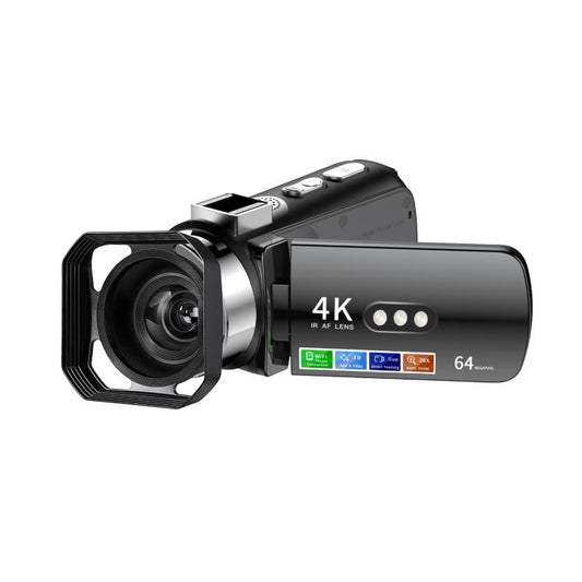 WiFi HD 4K Lightless Colorful Night Vision Digital Video Camera, Color: Black + Lens Hood - Video Cameras by buy2fix | Online Shopping UK | buy2fix
