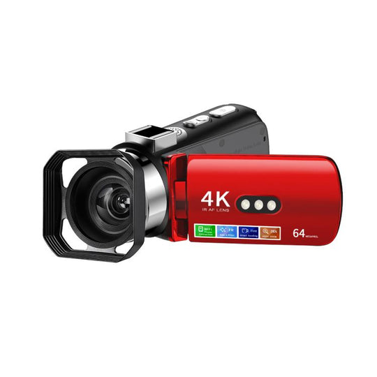 WiFi HD 4K Lightless Colorful Night Vision Digital Video Camera, Color: Red + Lens Hood