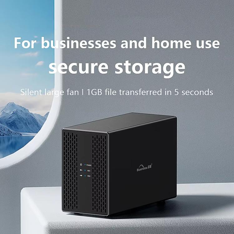 Blueendless DB3502F USB3.0/Type-C Non-array 2.5/3.5-inch Dual-Bay Mobile Hard Disk Box(UK Plug) - HDD Enclosure by Blueendless | Online Shopping UK | buy2fix