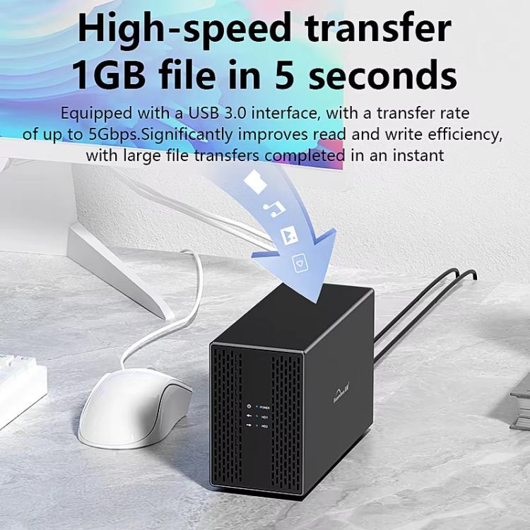 Blueendless DB3502F USB3.0/Type-C Non-array 2.5/3.5-inch Dual-Bay Mobile Hard Disk Box(AU Plug) - HDD Enclosure by Blueendless | Online Shopping UK | buy2fix