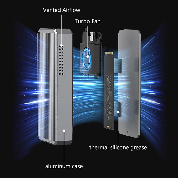 Blueendless M.2 Nvme SSD Box 40Gbps Hard Drive Reader, Spec: USB4 Box with RGB Lights + Fan - HDD Enclosure by Blueendless | Online Shopping UK | buy2fix