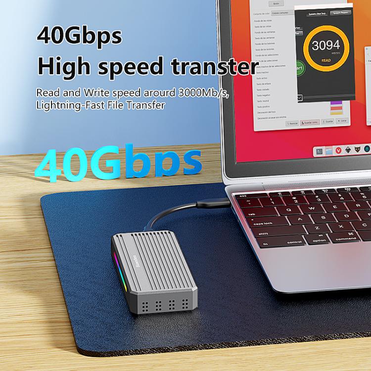 Blueendless M.2 Nvme SSD Box 40Gbps Hard Drive Reader, Spec: USB4 Box with RGB Lights + Fan - HDD Enclosure by Blueendless | Online Shopping UK | buy2fix