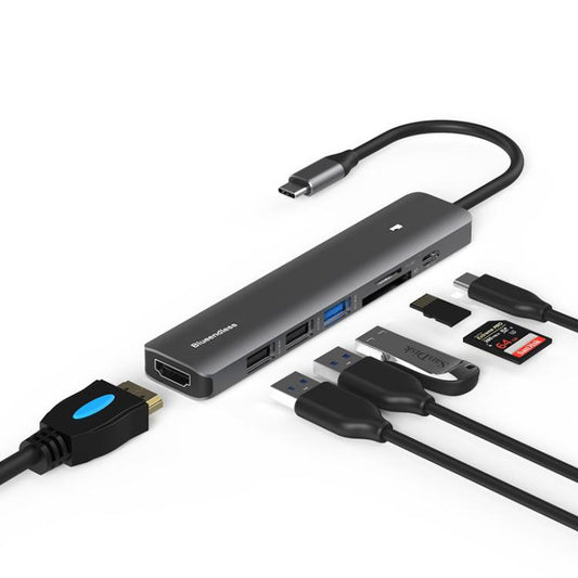 7-in-1 HDMI + PD + USB3.0 + USB2.0 x 2 + SD + TF Blueendless Multifunctional Type-C Docking Station - USB HUB by Blueendless | Online Shopping UK | buy2fix