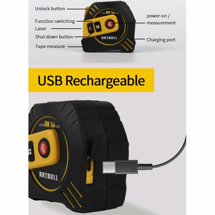 2 in 1 Rechargeable Infrared Laser Rangefinder + 5m Measuring Tape, Specifications: Laser 80m - Laser Rangefinder by buy2fix | Online Shopping UK | buy2fix