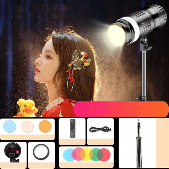 275W+2.1m Tripod 102 LEDs Spotlight Portrait Photography Fill Light Adjustable Focus Triple Color Temperature, CN Plug