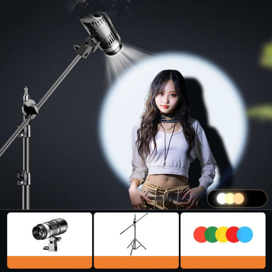 275W+2.1m Tripod+Crossbar 102 LEDs Spotlight Portrait Photography Fill Light Adjustable Focus Triple Color Temperature, CN Plug
