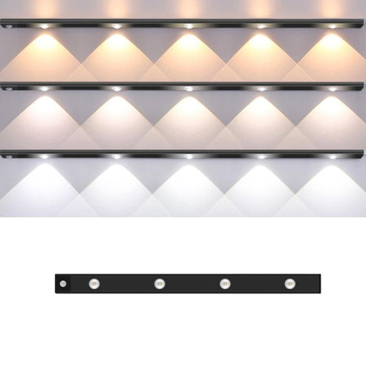 60cm Rechargeable Motion Sensor Light Bar Cabinet Wardrobe Lamp With Remote Control(Black) - Sensor LED Lights by buy2fix | Online Shopping UK | buy2fix