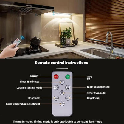 30cm Rechargeable Motion Sensor Light Bar Cabinet Wardrobe Lamp With Remote Control(Silver) - Sensor LED Lights by buy2fix | Online Shopping UK | buy2fix