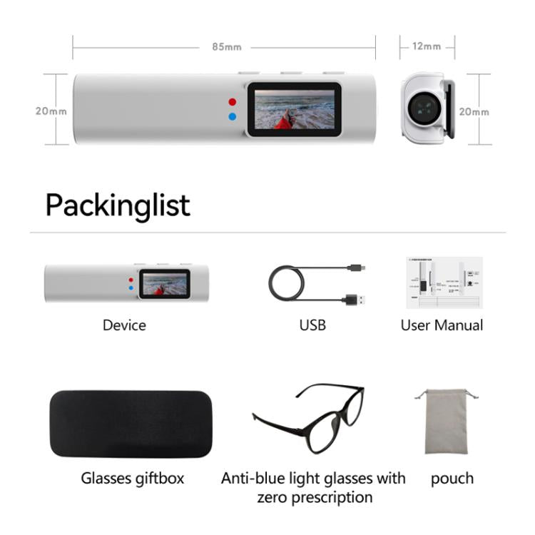 HD 2.7K FPV Eyeglasses Camera 0.96 inch IPS Color Screen Convenient Shooting - Video Cameras by buy2fix | Online Shopping UK | buy2fix