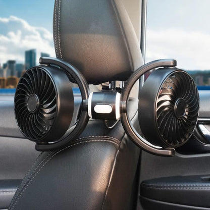 Car Brushless Motor Rear Headrest USB Double Head Fan(Black White) - Heating & Fans by buy2fix | Online Shopping UK | buy2fix