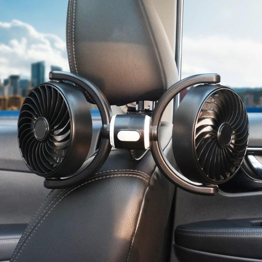 Car Brushless Motor Rear Headrest USB Double Head Fan(Black White) - Heating & Fans by buy2fix | Online Shopping UK | buy2fix