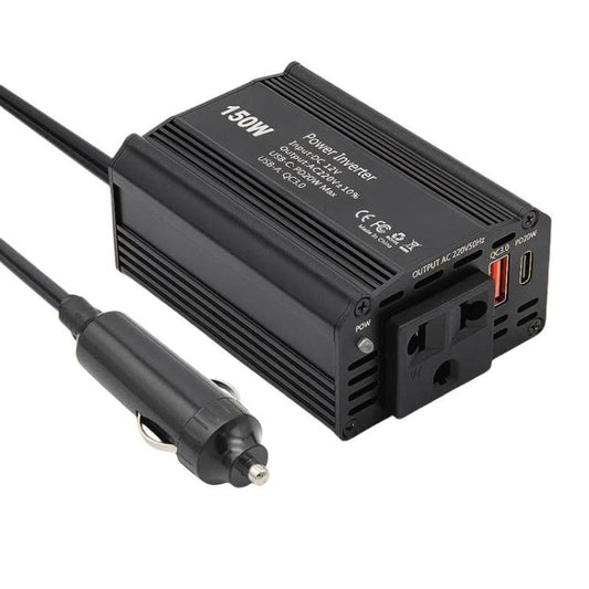 150W PD20W QC3.0 Fast Charging Car Inverter Car Cigarette Lighter Power Supply Adapter(EU Plug) - Modified Square Wave by buy2fix | Online Shopping UK | buy2fix