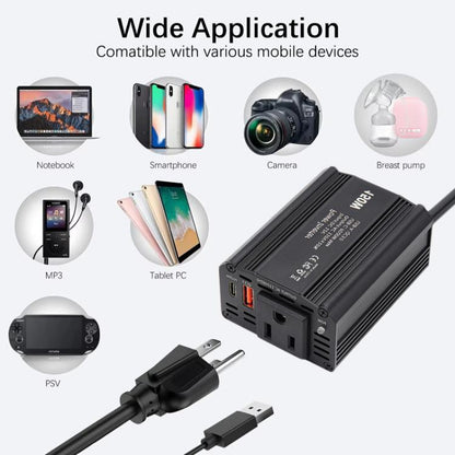 150W PD20W QC3.0 Fast Charging Car Inverter Car Cigarette Lighter Power Supply Adapter(EU Plug) - Modified Square Wave by buy2fix | Online Shopping UK | buy2fix