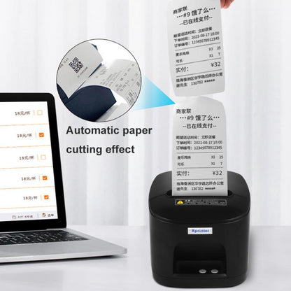 Xprinter XP-80T 80mm QR Code Supermarket Receipt Label Thermal Printer, Spec: USB+Lan(UK Plug) - Receipt Printers by Xprinter | Online Shopping UK | buy2fix