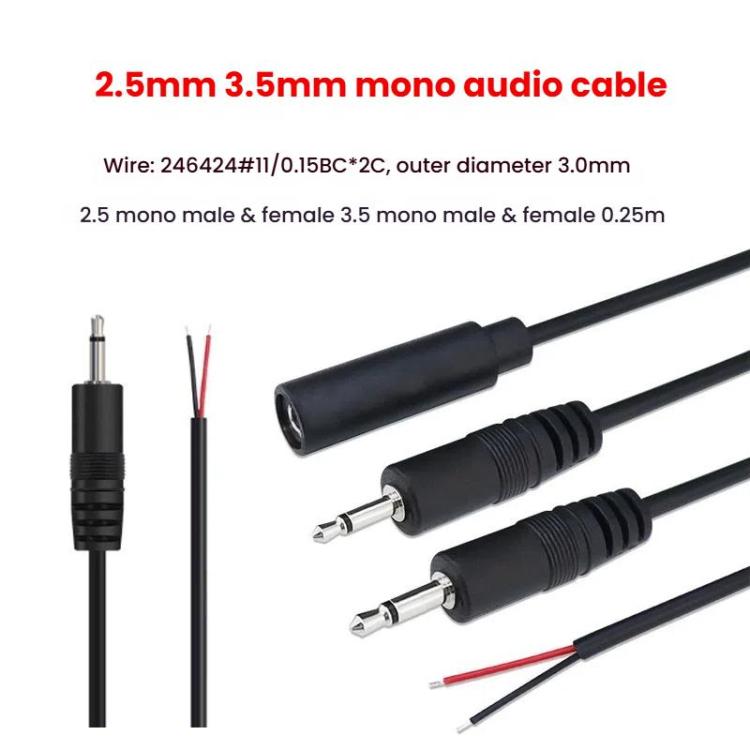 3.5mm Male Mono Cable 2Pin AUX Single Head Cable Speaker Audio Power Cord Audio Cord, Length: 25cm - Aux Cable by buy2fix | Online Shopping UK | buy2fix