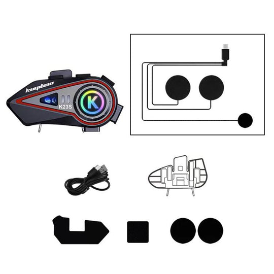 Kuqibao K23S Helmet Bluetooth Earphones 1000m Motorcycle Bluetooth-compatible 2 Person Intercom With Light Waterproof Headset(Soft Wheat)