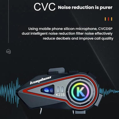 Kuqibao K23S Helmet Bluetooth Earphones 1000m Motorcycle Bluetooth-compatible 2 Person Intercom With Light Waterproof Headset(Soft Wheat) - Motorcycle Walkie Talkie by Kuqibao | Online Shopping UK | buy2fix