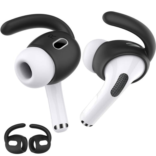 For AirPods Pro 2 AhaStyle PT189 1pair Ear Caps Silicone Anti-Lost and Non-Slip Ear Hooks(Black Large)