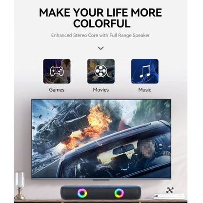 T-WOLF B320 TWS RGB Bluetooth 5.0 Speaker Desktop Soundbar Subwoofer Support USB / AUX / TF / FM(Black) - Desktop Speaker by T-WOLF | Online Shopping UK | buy2fix