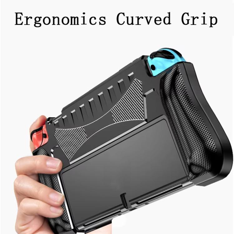 For Switch OLED Console TPU Protective Cover Integrated Shell With 2 Game Card Slots(Black) - Cases by buy2fix | Online Shopping UK | buy2fix