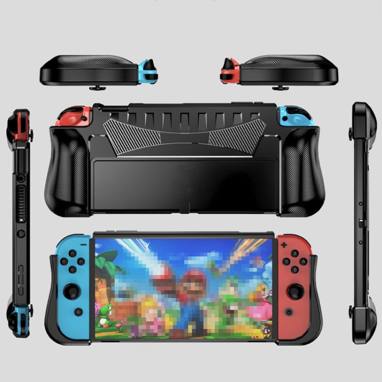 For Switch OLED Console TPU Protective Cover Integrated Shell With 2 Game Card Slots(Black) - Cases by buy2fix | Online Shopping UK | buy2fix