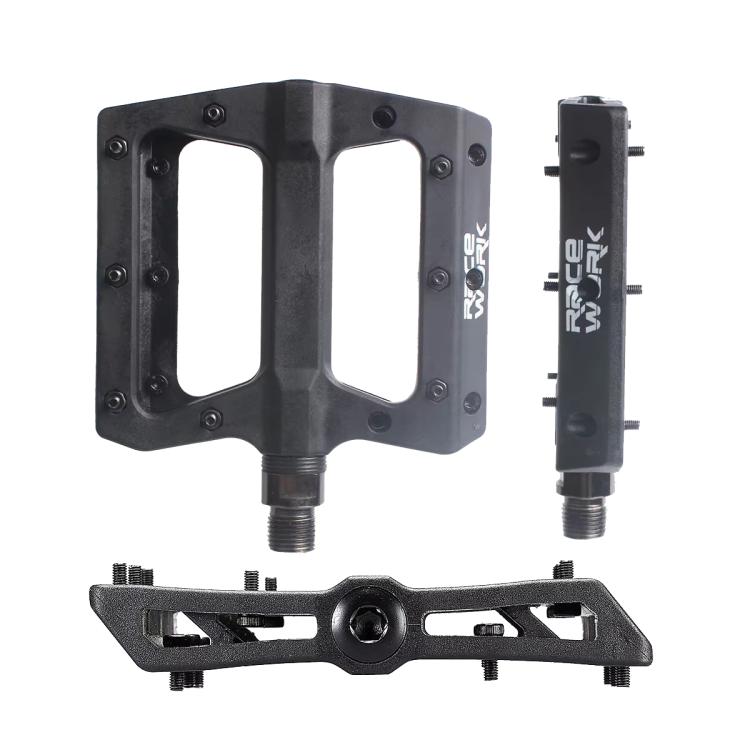 RACEWORK RK091 1pair Mountain Bike Nylon Fiber Pedals Cycling Anti-slip Pedals(Black) - Pedals by RACEWORK | Online Shopping UK | buy2fix