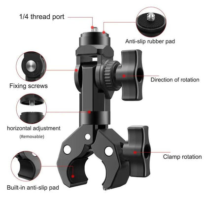 Camera Clip Motorcycle Bicycle Handlebar Crab Clamp For Sports Camera With Adapter - Bicycle Handlebar Mount by buy2fix | Online Shopping UK | buy2fix