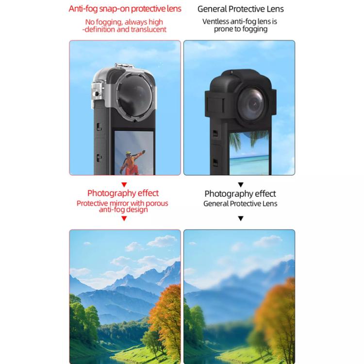 For Insta360 X4 HEPAIL AC37 Lens Anti-fog Snap-on Protective Mirror Front and Rear Lens Protectors - Len Accessories by HEPAIL | Online Shopping UK | buy2fix