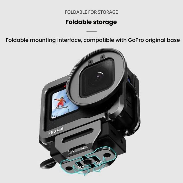 For GoPro HERO12 Black /11 Black /10 Black /9 Black HEPAIL C-G12 Metal Rabbit Cage With Dual Cold Shoe Connector - Metal Cases by HEPAIL | Online Shopping UK | buy2fix
