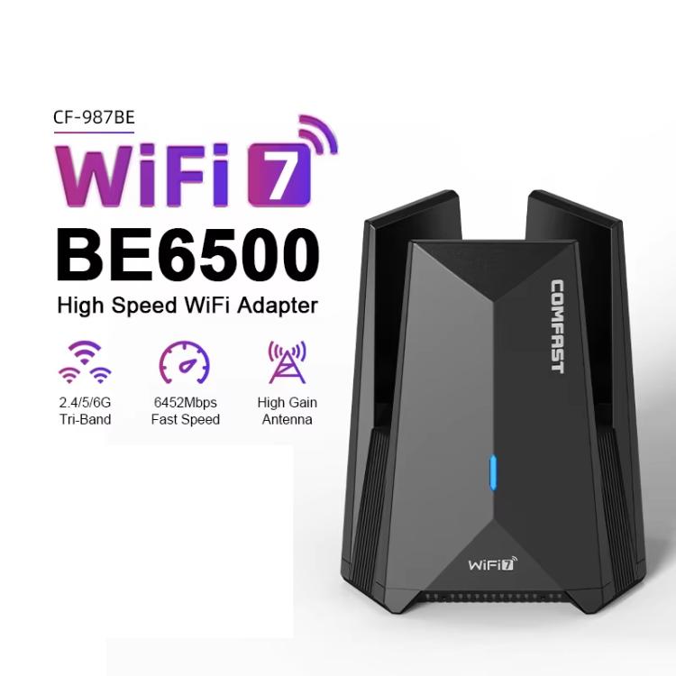 COMFAST CF-987BE Tri-band 6500Mbps WiFi7 USB 3.0 Wireless Network Adapter - USB Network Adapter by COMFAST | Online Shopping UK | buy2fix