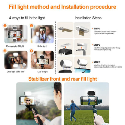 For DJI / Zhiyun Handheld Gimbal Stabilizer Fill Light Magnetic LED Photography Lamp Mobile Phone Fill Light, Model: XJ97P Dual Lamp + Clips Set - Selfie Light by buy2fix | Online Shopping UK | buy2fix
