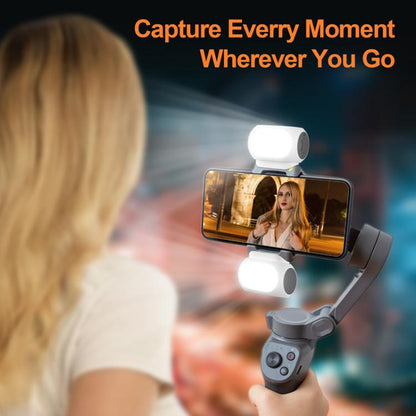 For DJI / Zhiyun Handheld Gimbal Stabilizer Fill Light Magnetic LED Photography Lamp Mobile Phone Fill Light, Model: XJ97P Dual Lamp + Clips Set - Selfie Light by buy2fix | Online Shopping UK | buy2fix