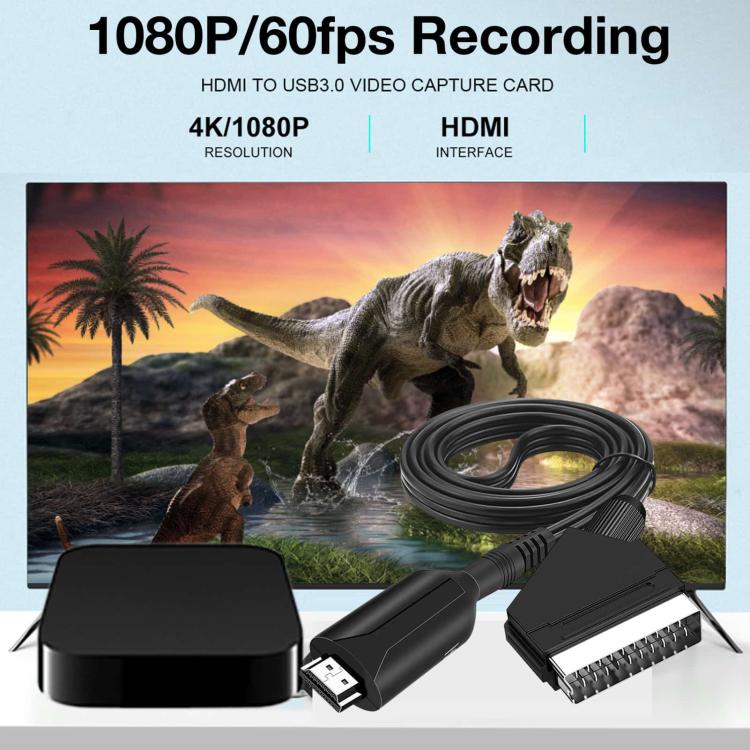 SCART To HDMI Converter For Set-Top Boxes Game Consoles Audio Video(Black) - Converter by buy2fix | Online Shopping UK | buy2fix