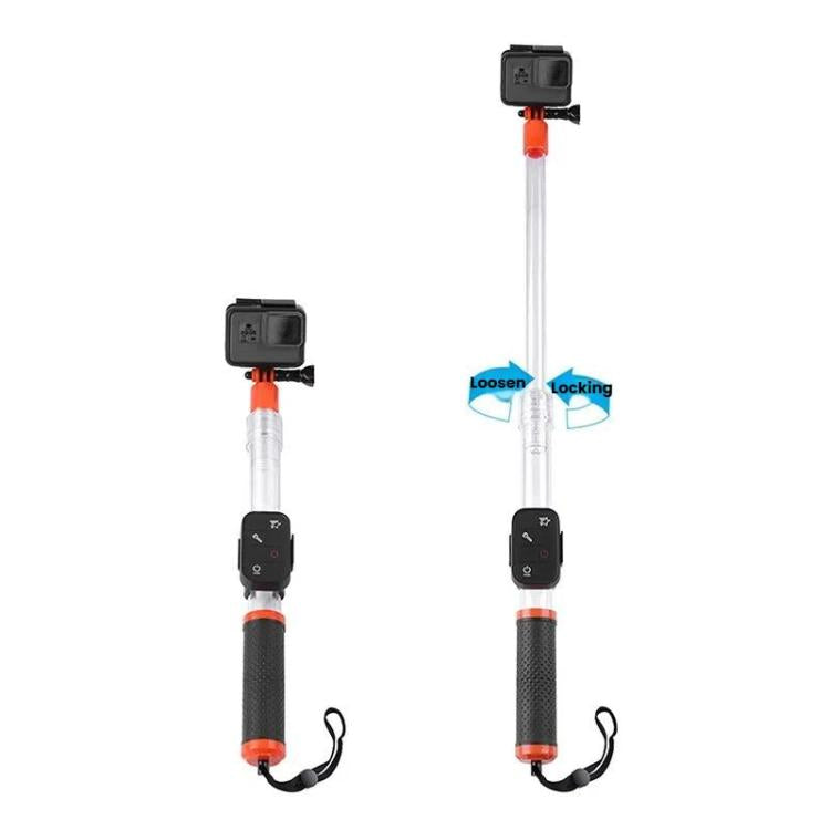 TELESIN Waterproof Selfie Stick For GoPro HERO Series / DJI Osmo Action Series And Other Sports Camera(Transparent) - Extendable Pole by TELESIN | Online Shopping UK | buy2fix