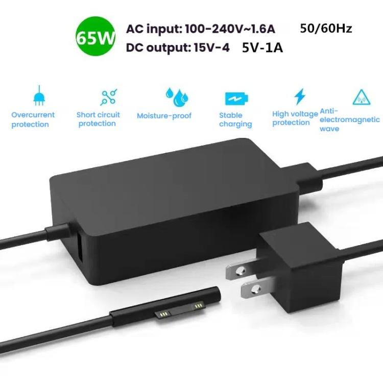 For Microsoft Surface Laptop 65W 15V 4A Fast Charger With 5V 1A  USB-A Port AC Adapter UK Plug - For Microsoft by buy2fix | Online Shopping UK | buy2fix