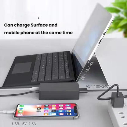 For Microsoft Surface Laptop 65W 15V 4A Fast Charger With 5V 1A  USB-A Port AC Adapter UK Plug - For Microsoft by buy2fix | Online Shopping UK | buy2fix