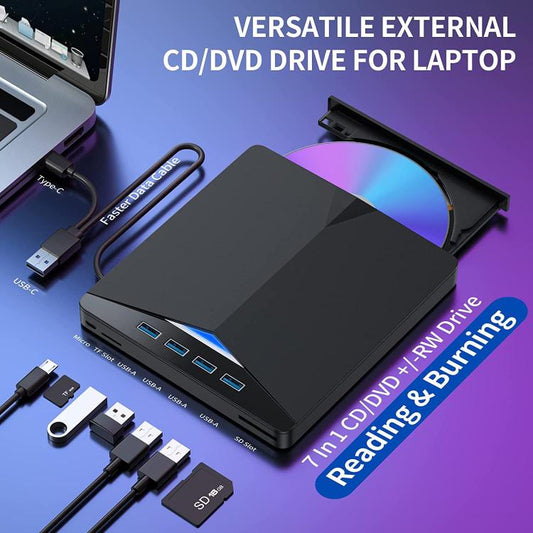 USB3.0 / Type-C External Removable Optical Drive DVD / CD Multi-Interface Writer(Black) - Rewritable Drive by buy2fix | Online Shopping UK | buy2fix