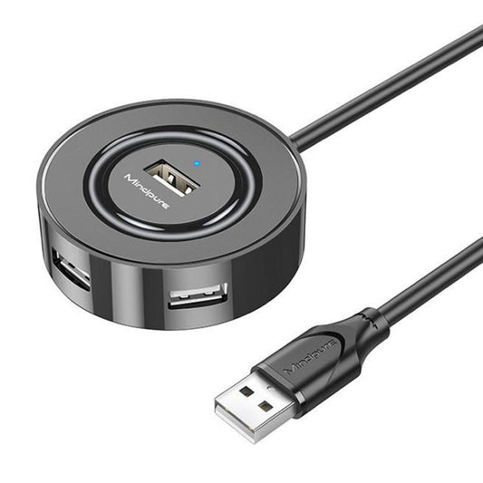 Mindpure US018 Computer Expansion USB2.0 4 Ports HUB, Length: 0.3m Black - USB HUB by Mindpure | Online Shopping UK | buy2fix